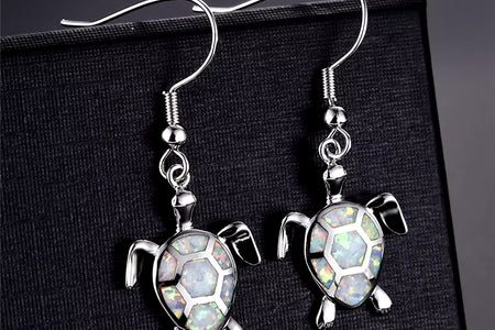 Fashion Women Earrings 2025 Fashion Blue Imitation Opal Drop Earrings Cute Turtle Animal Earrings Female Wedding Jewelry Gift