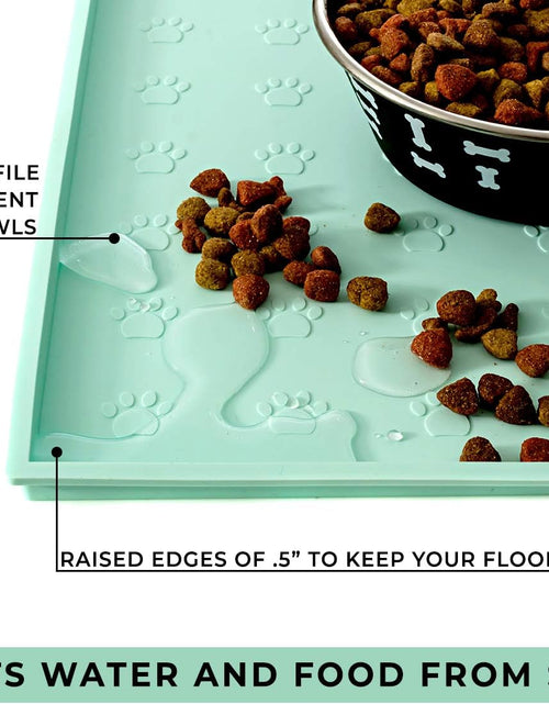 Load image into Gallery viewer, Food Mat Feeding Tray - Non-Slip, Anti-Spill, Raised Dog Food Mat, Easy Clean Waterproof - Premium Quality Silicone - Perfect for Dog Bowl Mat and Cat Feeding Mat Tray, 24" X 16"
