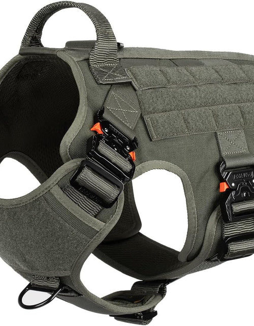 Load image into Gallery viewer, Tactical Dog Harness with 4X Metal Buckle,Dog MOLLE Vest with Handle,No Pulling Front Clip ,Hook and Loop Panel for Walking Training Hiking (Large (Pack of 1), Reflective Black)
