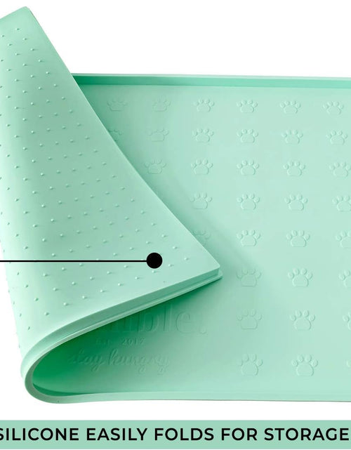 Load image into Gallery viewer, Food Mat Feeding Tray - Non-Slip, Anti-Spill, Raised Dog Food Mat, Easy Clean Waterproof - Premium Quality Silicone - Perfect for Dog Bowl Mat and Cat Feeding Mat Tray, 24" X 16"
