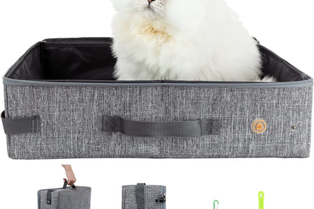 Portable Litter Box for Easy Travel with Cats and Kitties with 1 Collapsible Bowl and 1 Scoop