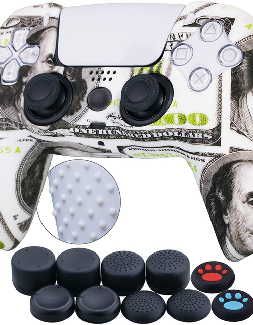 Load image into Gallery viewer, Water Transfer Printing Silicone Thickened Cover Skin Case for PS5 Dualsense Controller X 1(US Dollars) with Thumb Grips X 10
