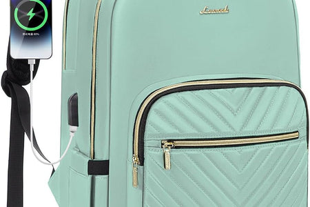 Laptop Backpack for Women 15.6 Inch,Cute Womens Travel Backpack Purse,Professional Laptop Computer Bag,Waterproof Work Business College Teacher Bags Carry on Backpack with USB Port,Mint Green