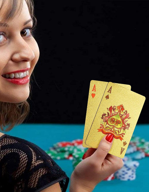 Load image into Gallery viewer, Deck of Cards, Gold Deck of Cards, Gold Playing Cards, Gold Waterproof Playing Cards, Waterproof Playing Cards, Poker Cards, Deck of Waterproof Cards, Washable Flexible, Use for Party and Game
