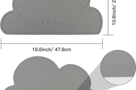 Pet Food Mats–Dog Cat Feeding Mat Top Grade Cloud Silicone Pad Anti-Slip Waterproof Anti-Slip Bowl Placemat (Dark Gray)