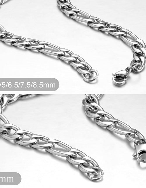 Load image into Gallery viewer, Figaro Chain Necklace Stainless Steel Real Gold Plated Chains for Men Women Jewelry
