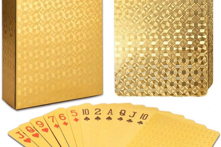 Deck of Cards, Gold Deck of Cards, Gold Playing Cards, Gold Waterproof Playing Cards, Waterproof Playing Cards, Poker Cards, Deck of Waterproof Cards, Washable Flexible, Use for Party and Game