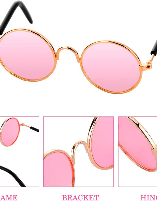 Load image into Gallery viewer, 10 Pieces Cat Dog Sunglasses Funny Pet Glasses round Metal Cat Classic Retro Sunglasses Pet Hippie Cute Dog Cat Cosplay Party Costume Photo Props Cosplay Glasses (Mixed Color)

