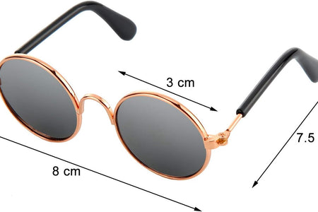 10 Pieces Cat Dog Sunglasses Funny Pet Glasses round Metal Cat Classic Retro Sunglasses Pet Hippie Cute Dog Cat Cosplay Party Costume Photo Props Cosplay Glasses (Mixed Color)
