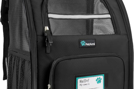 Deluxe Pet Carrier Backpack for Small Cats and Dogs, Puppies | Ventilated Design, Two-Sided Entry, Safety Features and Cushion Back Support | for Travel, Hiking, Outdoor Use