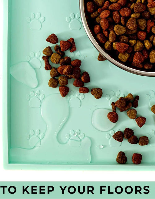 Load image into Gallery viewer, Food Mat Feeding Tray - Non-Slip, Anti-Spill, Raised Dog Food Mat, Easy Clean Waterproof - Premium Quality Silicone - Perfect for Dog Bowl Mat and Cat Feeding Mat Tray, 24" X 16"
