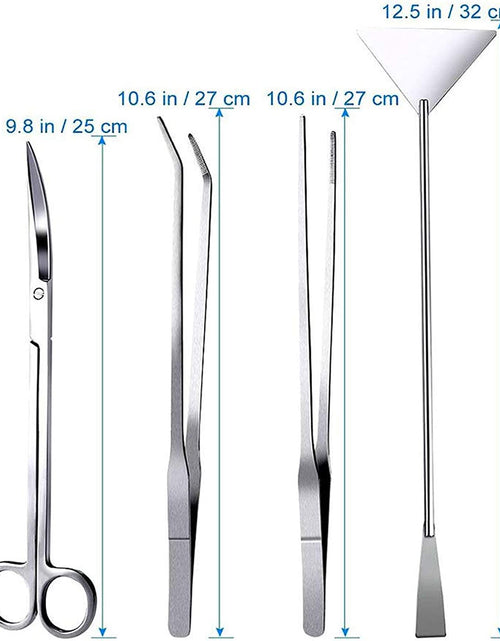 Load image into Gallery viewer, Aquarium Aquascaping Tool, Long Tweezers Scissors Spatula, 4 in 1 Stainless Steel Aquatic Plants Set for Fish Starter Kits, Aquariums Tank and Terrarium
