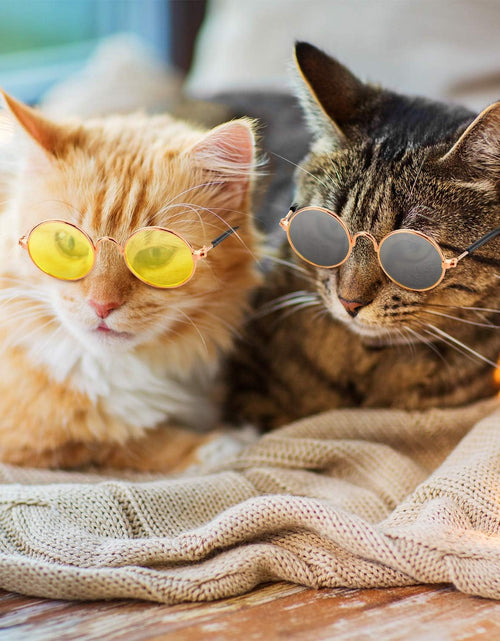 Load image into Gallery viewer, 10 Pieces Cat Dog Sunglasses Funny Pet Glasses round Metal Cat Classic Retro Sunglasses Pet Hippie Cute Dog Cat Cosplay Party Costume Photo Props Cosplay Glasses (Mixed Color)
