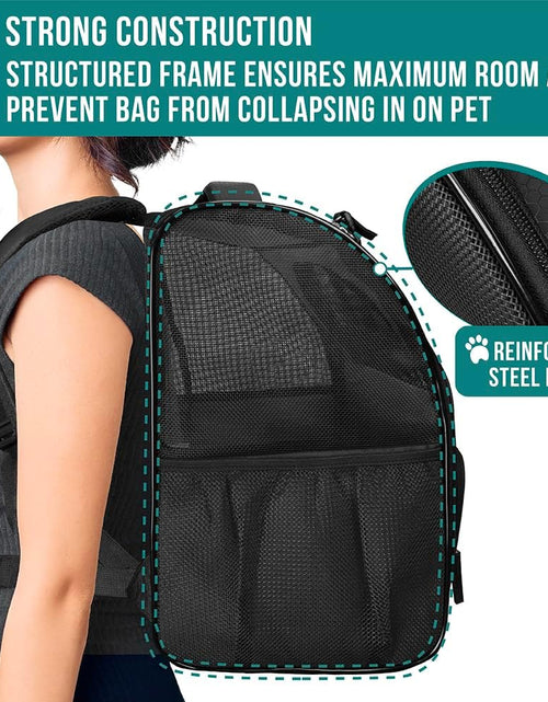 Load image into Gallery viewer, Deluxe Pet Carrier Backpack for Small Cats and Dogs, Puppies | Ventilated Design, Two-Sided Entry, Safety Features and Cushion Back Support | for Travel, Hiking, Outdoor Use
