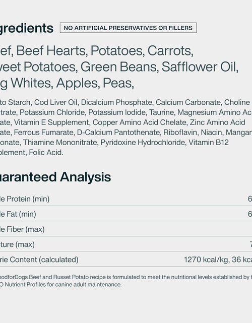 Load image into Gallery viewer, Pantry Fresh Wet Dog Food, Complete Meal or Dog Food Topper, Beef &amp; Russet Potato Human Grade Dog Food Recipe - 12.5 Oz (Pack of 6)
