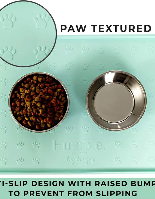 Load image into Gallery viewer, Food Mat Feeding Tray - Non-Slip, Anti-Spill, Raised Dog Food Mat, Easy Clean Waterproof - Premium Quality Silicone - Perfect for Dog Bowl Mat and Cat Feeding Mat Tray, 24" X 16"
