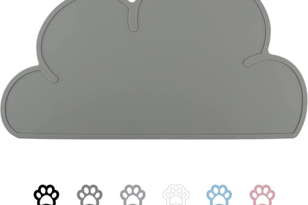 Pet Food Mats–Dog Cat Feeding Mat Top Grade Cloud Silicone Pad Anti-Slip Waterproof Anti-Slip Bowl Placemat (Dark Gray)