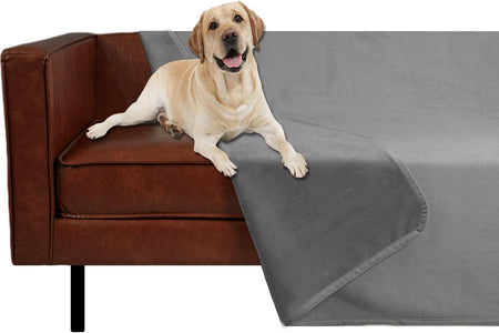 Pet Bed Blanket Reversible 100% Waterproof Velvet Super Soft for Sofa and Bed (40X60 Inches, Light Grey+Grey)