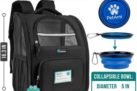 Deluxe Pet Carrier Backpack for Small Cats and Dogs, Puppies | Ventilated Design, Two-Sided Entry, Safety Features and Cushion Back Support | for Travel, Hiking, Outdoor Use