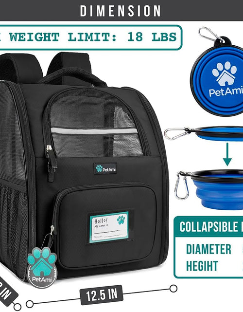 Load image into Gallery viewer, Deluxe Pet Carrier Backpack for Small Cats and Dogs, Puppies | Ventilated Design, Two-Sided Entry, Safety Features and Cushion Back Support | for Travel, Hiking, Outdoor Use
