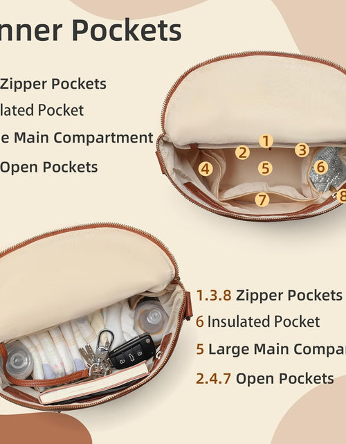Load image into Gallery viewer, Small Diaper Bag Mini Diaper Bag by , Leather Diaper Bag Backpack with 13 Diaper Bag Organizers,2 Insulated Pockets, and Shoulder Strap(Brown)
